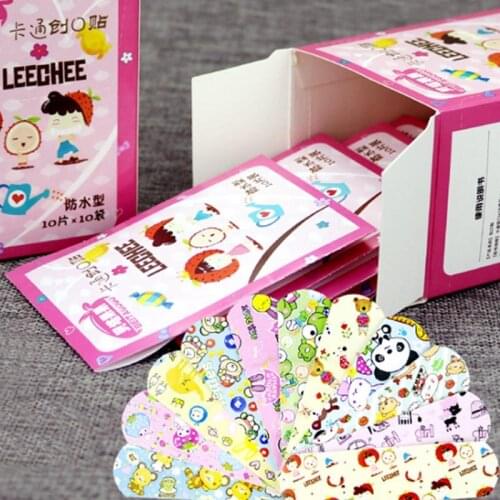 Baby Kids Care Waterproof Kawaii Cartoon Animal patten School Emergency Kit Bandage Sticker Travel Camping