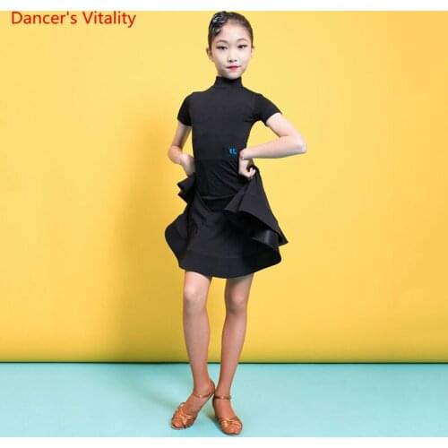 Latin Dance Children Fashion Dress Practice Dancing Clothes Summer Girls Professional Competition Performance Costumes