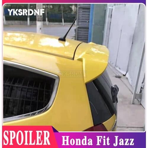 For Honda Fit Jazz Black Spoiler 2008 2009 2010 2011 2012 2013 ABS Plastic Rear Trunk Roof Wing White Color Spoiler Car Styling