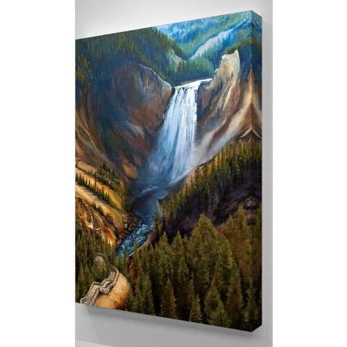 Home Decorative HD Prints Waterfall Canvas Paintings Modular Natural Scenery Pictures Wall Art Canyon Poster Framed For Bedroom