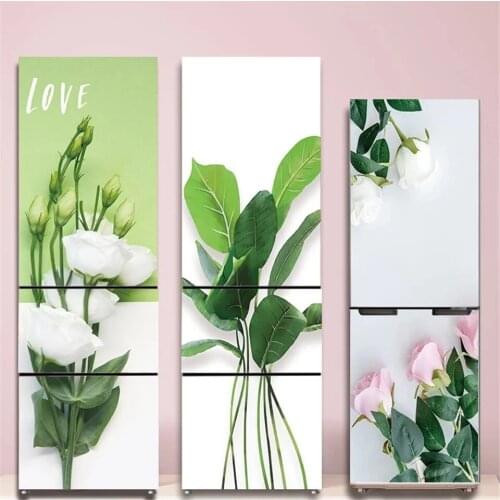 Door Sticker Mural DIY Decals Creative PVC Wallpaper Self Adhesive For Renew Print Art Plant Flower Picture Home Fridge Decor