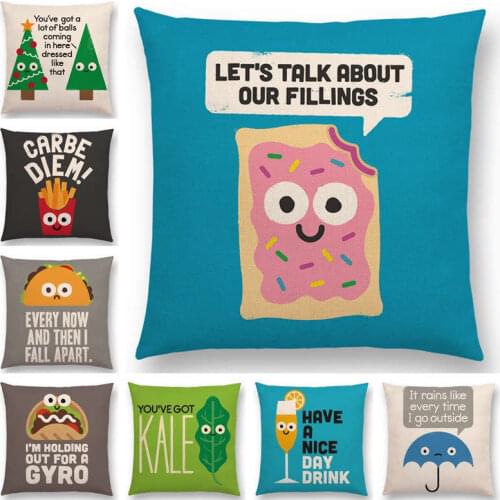 Hot Sale Funny Cartoon Happy Everyday Amusing Thing Personality Words Decorative Letters Colorful Cushion Cover Sofa Pillow Case