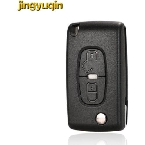 Jingyuqin 5ps Flip Remote Car Key Shell FOR Peugeot 4007 ET 4008 Citroen C-Crosser C4 Aircross 2 Button Fob MIT-11R Blade CE1731