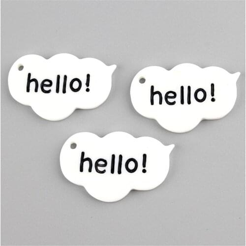10pcs Clouds flatback resin Flat Back Resin hello Leter Cabochon Girl Hair Embellishments Ornament DIY Wedding Earrings Keychain
