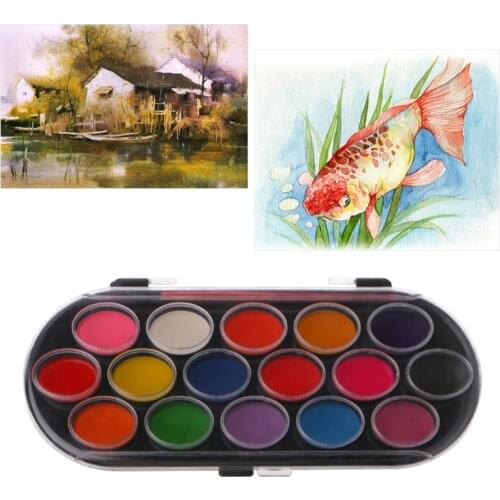 16Pcs Watercolor Palette Brush Set Painting Tray Craft Drawing Art Mini Kid Gift pigment powder