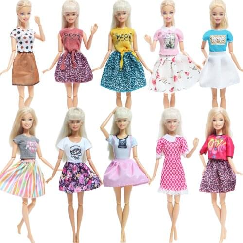 Handmade Fashion Outfit Daily Casual Wear Pants Trousers Mixed Style T-Shirt Sexy Tops Clothes for Barbie Doll Accessories Toys