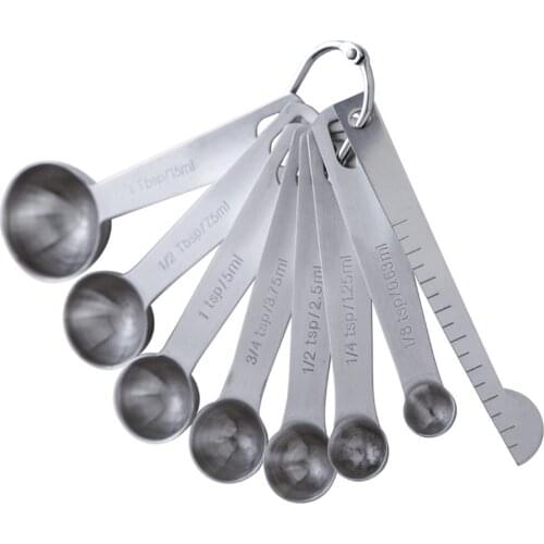 8Pcs Measuring Spoons Set Stainless Steel Stackable Kitchen Seasoning Baking Tools Detachable Measuring Spoons With Scale Ruler