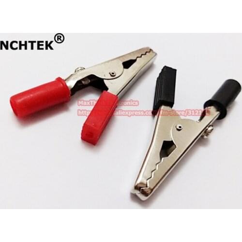 NCHTEK Banana Female Jack 4mm to Alligator/Crocodile Clips Test Adapter Red Black 55mm , 16pcs , Free shipping