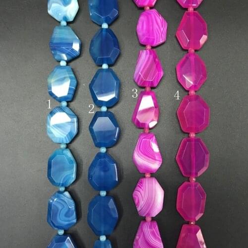 13pcs/strand,4 Color Choice Natural Agates Faceted Slab Nugget Loose Beads,Cut Onxy Stone Gems Slice Pendants Jewelry Making