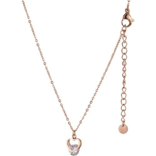 Zircon Heart Necklaces For Womens Neck Chain Necklace Set Stainless Steel Jewelry On The Neck Choker Fashion Jewelry Jewellery