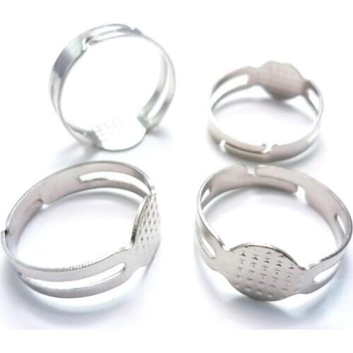 400pcs Rings Plain Base Findings DIY Supplies Pad Jewelry Silver 8mm pad silver tone