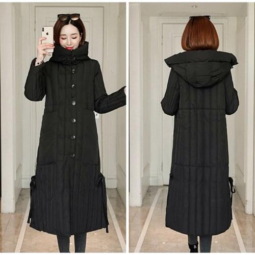 Womens X-long thick parka winter solid jackets Large pocket button jacket hooded Loose warm coat female outwear giacca donna