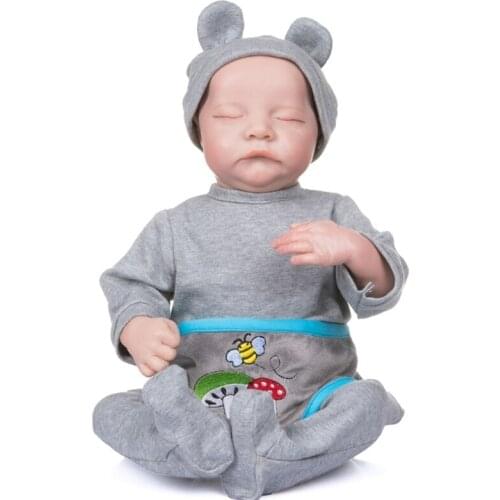HX5D 19in Realistic Doll Closed Eyes Sleep Boy Soft Vinyl Silicone Baby Cute Newborn Toy Gift for Children Kids