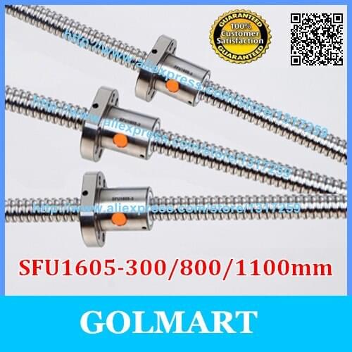 3 RM1605 - 300 / 800 / 1100mm Ball screws guide Overall Length -C7 + 3ballnuts + 3 end machining FOR CNC