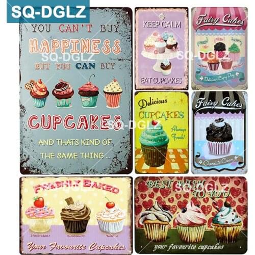 [SQ-DGLZ] Freshly Baked CUP CAKE Metal Sign Vintage Metal Plates Cafe Bar Pub Club Home Wall Decor Tin Signs Retro Plaque