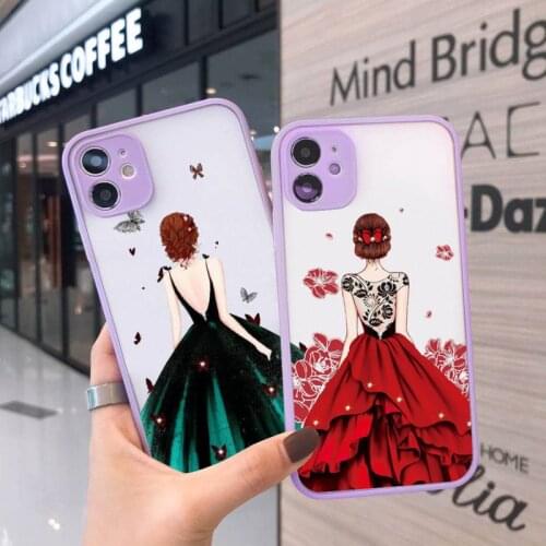 Dress wedding girl Phone Cases Matte Transparent for iPhone 7 8 11 12 s mini pro X XS XR MAX Plus Shell Cover Coque funda