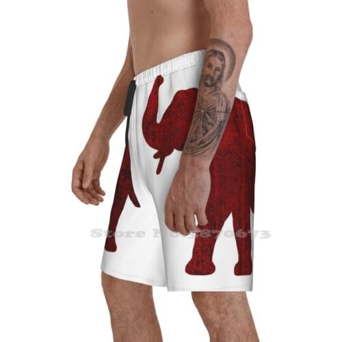 Crimson Wood Grain Elephant Quick Dry Swimming Beach Shorts Crimson Elephant Red Wood Roll Tide Univerisity University Of