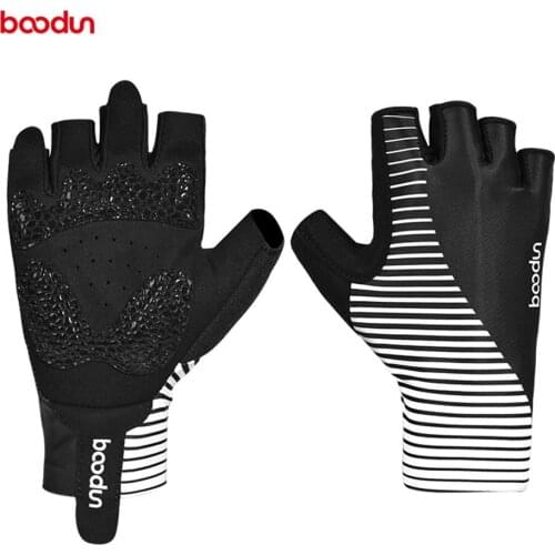 Boodun cycling gloves breathable high elastic half finger anti slip lightweight quick dry road vehicle gloves bike gloves