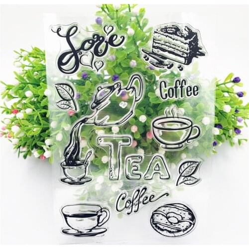 Vintage Tea Coffee Craft Transparent Silicone Stamp for Scrapbooking DIY Photo album Card Making Decorative Clear Stamps Sheet