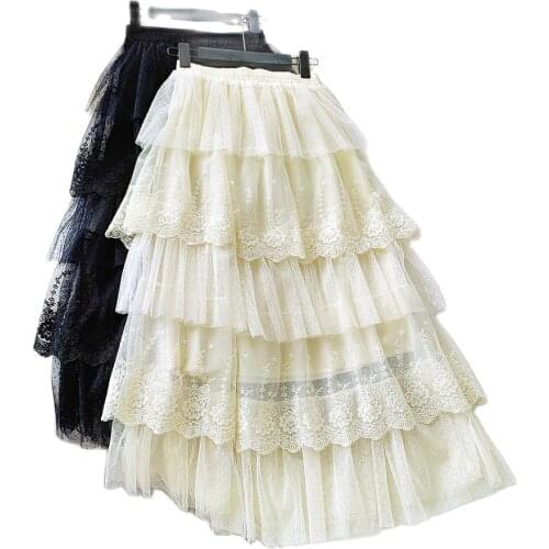 2020 New Spring Fashion Women Skirts Women Lace Skirts Long Lace Skirt Women Fashion Clothing K68