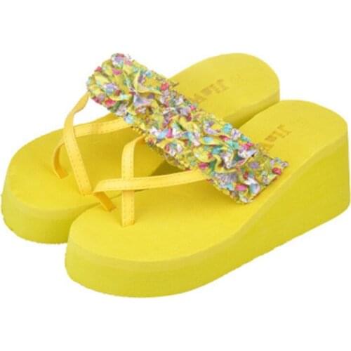 High-heeled Female Slippers Sandals And Slippers Thick-bottomed Toe Soft-faced Slippers Women Floral Flip Flops Women Shoes 05