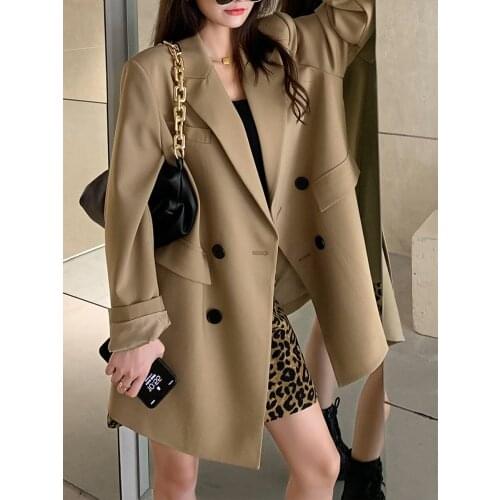 Spring Autumn Korean Style Suit Jacket For Women 2021 Chic Korean Style Loose Elegant Blazer Outwear Ladies Office Suit Top