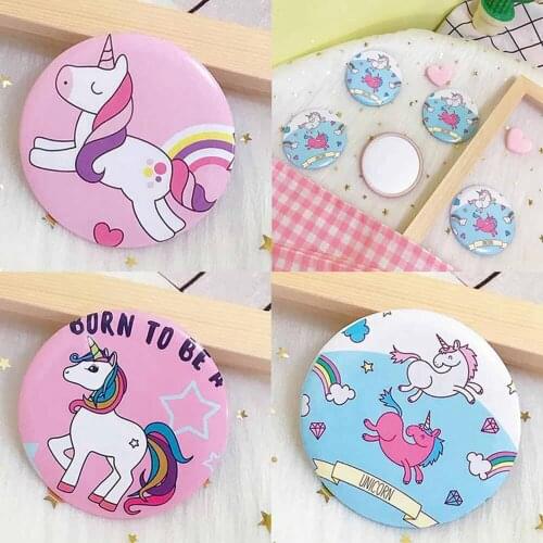 1pcs Fashion Cartoon Anti-fall Portable Small Mirror Cute Girls Makeup Mirror Pocket Mirror For Beauty Tools
