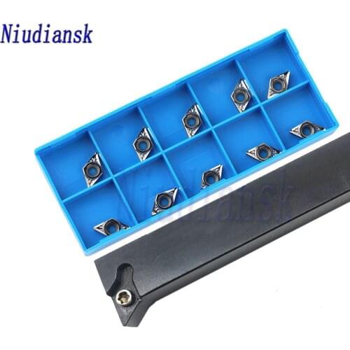 10pcs Carbide Inserts DCMT0702 DCGT CNC Lathe Tools + 1pc SDFCR1212H07 External Turning Tool Holder SDFCL1212H07 Lathe Tool Suit