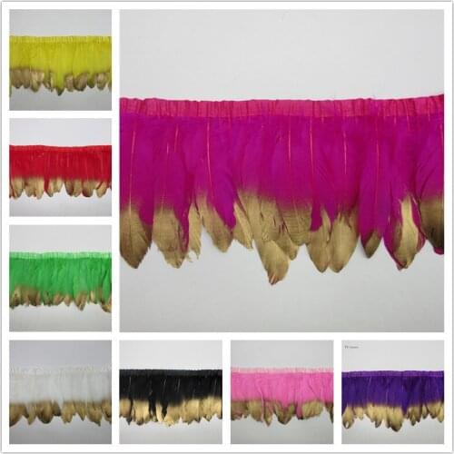 Goose Feather Trims 10 Yards/Lot Dyed Geese Feather Ribbons/15-20cm Fringes Goose Feather Cloth Belt DIY decorative 15 Color