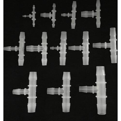 4pcs 3mm-14mm PP Plastic Reducing Tee Connector For Silicone tube Soft Hose Joint Adapter