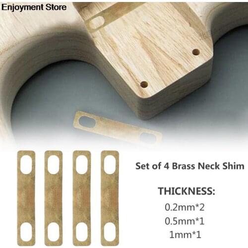 4Pcs Compact Tool Easy Install Accessories Replacement Heightening Gasket Guitar Neck Shim Bass Sound Durable Connection Brass