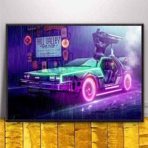 Car DeLorean DMC Back to The Future Movie Poster Motivational Poster Wall Art Canvas Painting for Bedroom Room Cuadros Unframed