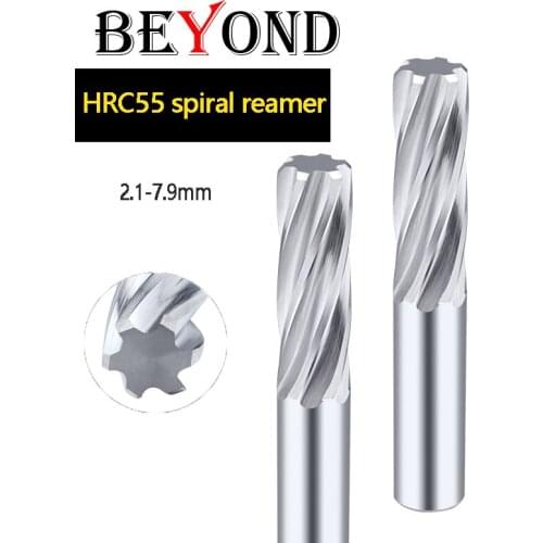BEYOND Tungsten Steel Reamer 6 Flutes Carbide Spiral Flute Metal Machine Cutter CNC 2.1mm 2.5mm 7.9mm free shipping