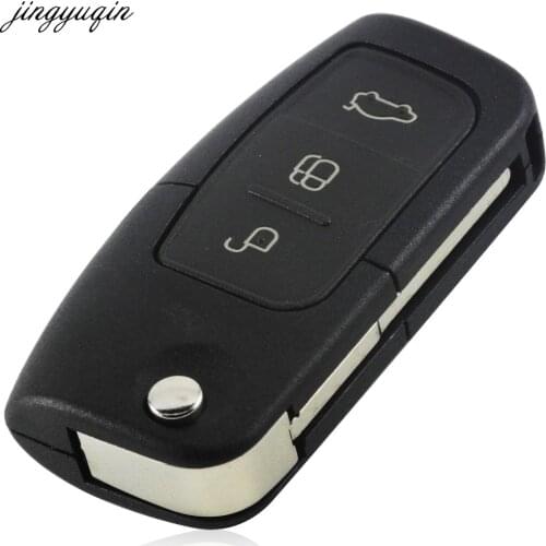 Jingyuqin 3 Button Flip Folding Remote Fob Cover Uncut Car Blank Key Shell for Ford Focus Fiesta C Max Ka
