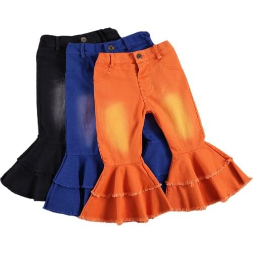 Citgeett Autumn Toddler Baby Girl Flared Jeans Bell-bottom High-waist Denim Pants Spring Fall Outfit 1-6 Years