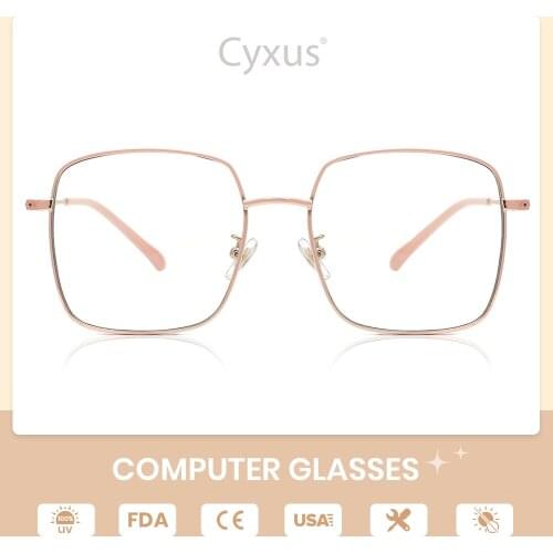 Cyxus Blue Light Blocking Glasses Eye Strain Relief Clear Lens Korean Square Unisex Mens Women Computer Eyewear 8080