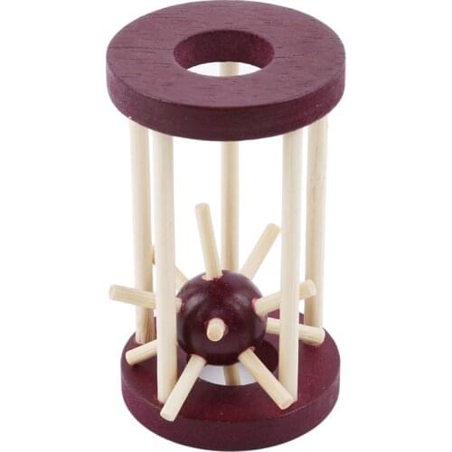 Wooden Intelligence Lock Take Out Spiked Ball Brain Teaser for Kids Adults Puzzle Toy Office Desk Decor