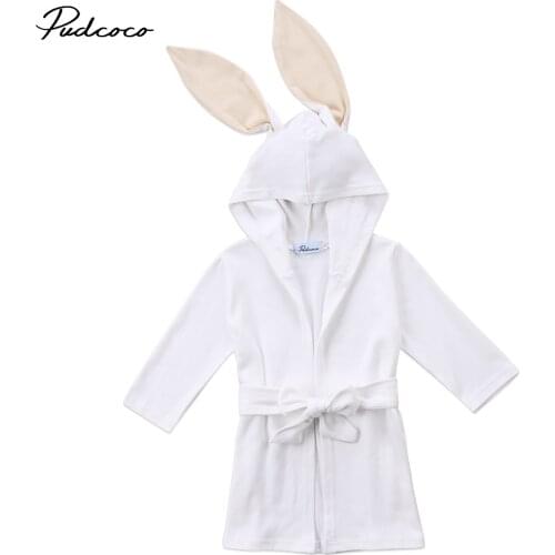 Infant Kids Baby Hooded Bath Robe Cute Rabbit Ear Bathing Robes Sleepwear Pajamas Outfits Clothes Baby Girls Boys