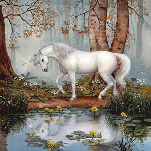 DIY Digital Painting By Numbers unicorn forest oil painting mural Kits Coloring Wall Art Picture Gift frameless