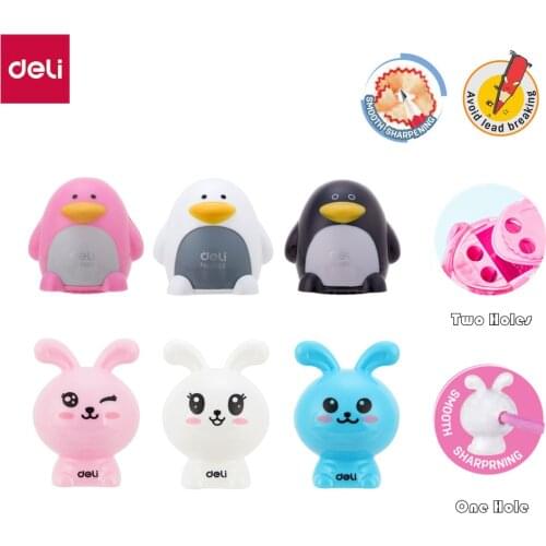 Deli pencil sharpener pencil cutter 2 Holes cute sharpener knife smooth sharpening school accessories stationery E0563