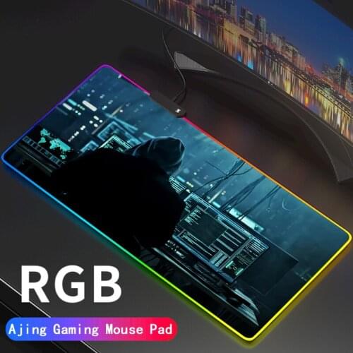 Anime Anonymous Gaming RGB MousePad Large Locking Edge Speed Game Gamer LED Mouse Pad Soft Laptop Notebook Mat for CSGO