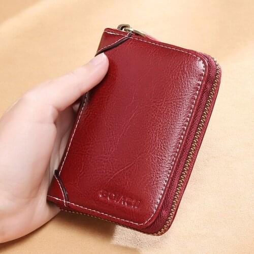 High grade genuine leather couple wallet mens short zipper womens small clip coin pocket fashion multi-function couple Wallet
