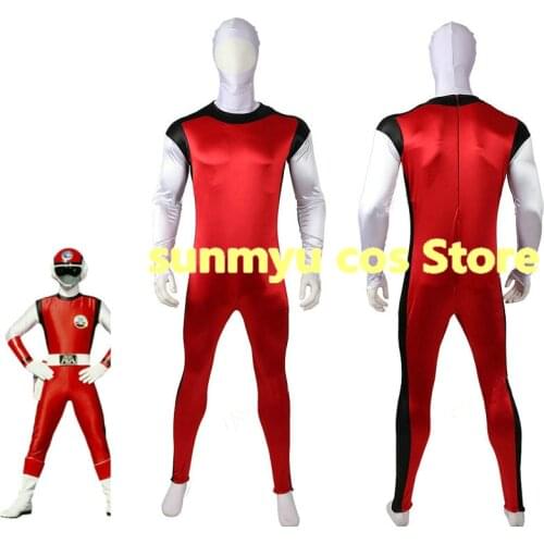 Choushinsei Flashman Red Flash Bodysuit with inner hood Cosplay Costume Custom Size