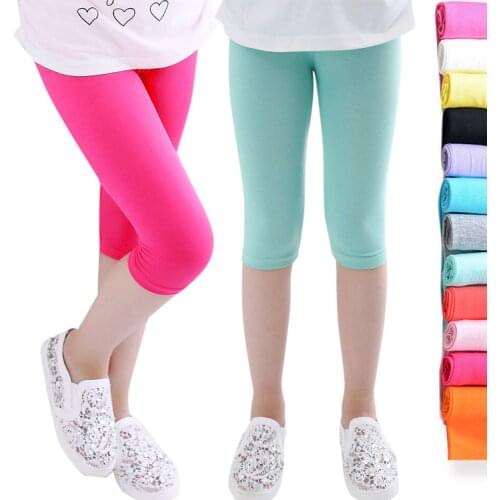 4 pairs/bag of summer childrens candy color leggings 3-8 years old girls solid color sweet leggings
