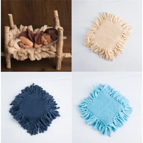 Fashion Newborn Infant Photography Props Blanket for Boys Girls Knitted Square Photo Shooting Posing Mat Carpet Rug