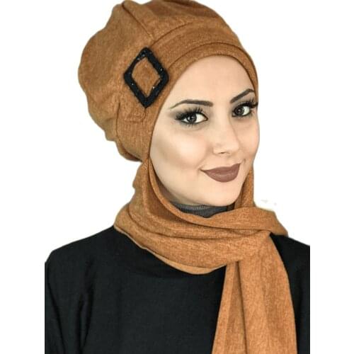Islamic Clothing Hijab New 2021 Fashion Hijab Muslim Scarf Scarf Hat Scarf Ready Made Shawl Combination Turban Taba Black Beret