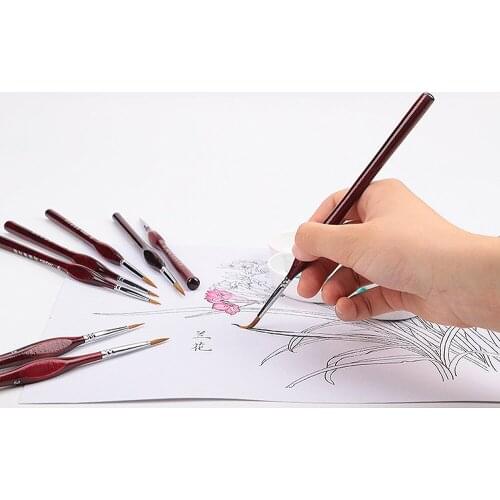 9X Miniature Paint Brush Set Professional Sable Hair Fine Detail Art Nail