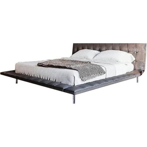 Nordic simple leather bed master bedroom postmodern light luxury 1.5/1.8 double leather art bed Italian wedding bed