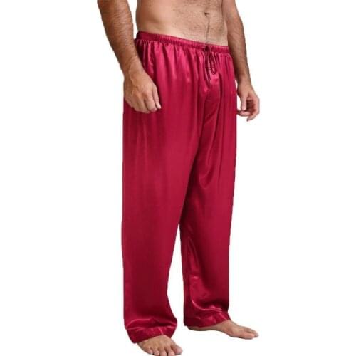 New Mens Silk Satin Pajamas Bottoms Solid Loose Pyjamas sexy underwear Sleep Bottoms Lounge Pants Nightwear Sleepwear Trousers