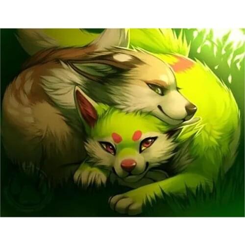 New Arrivals 5D DIY Full Round Diamond Painting Anime Wolf Cross Stitch 3D Embroidery Rhinestone Mosaic Home Decor Art Y396